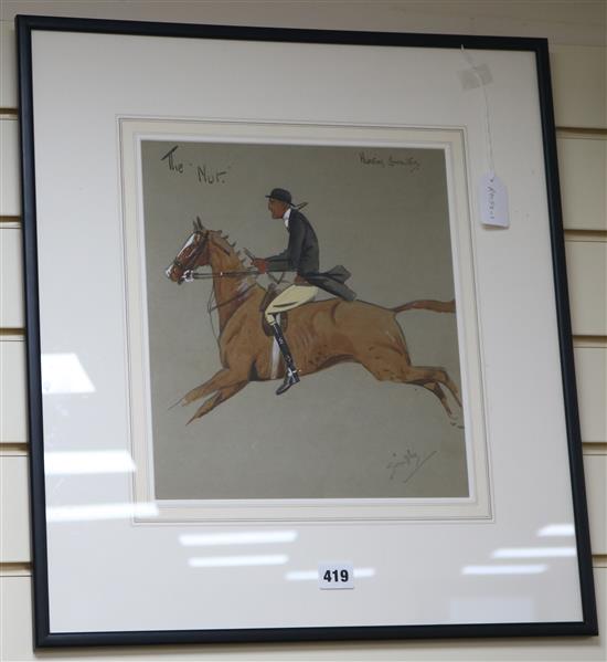 Charles Johnson Payne (Snaffles), watercolour, Hunting Characters The Nut, signed in pencil, 31 x 28cm